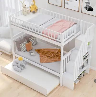 Twin Over Twin Bunk Bed With Trundle And Storage