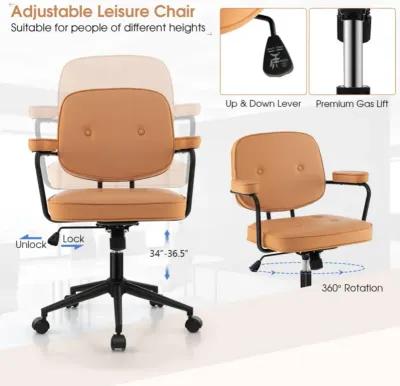 Hivvago PU Leather Office Chair with Rocking Backrest and Ergonomic Armrest