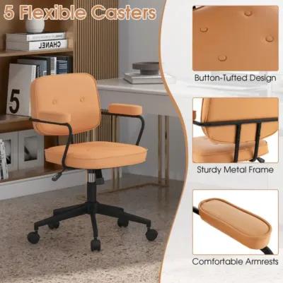 Hivvago PU Leather Office Chair with Rocking Backrest and Ergonomic Armrest