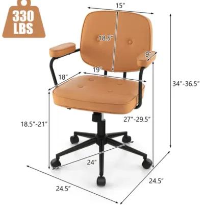 Hivvago PU Leather Office Chair with Rocking Backrest and Ergonomic Armrest