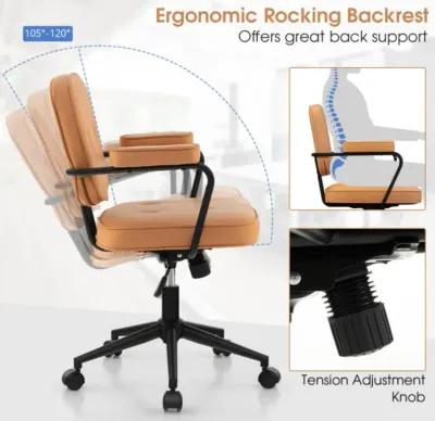 Hivvago PU Leather Office Chair with Rocking Backrest and Ergonomic Armrest