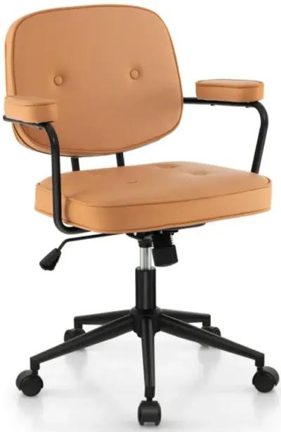 Hivvago PU Leather Office Chair with Rocking Backrest and Ergonomic Armrest