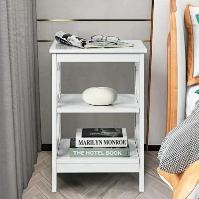 Set of 2 3-tier Nightstand Sofa Side End Accent Table Storage Display Shelf