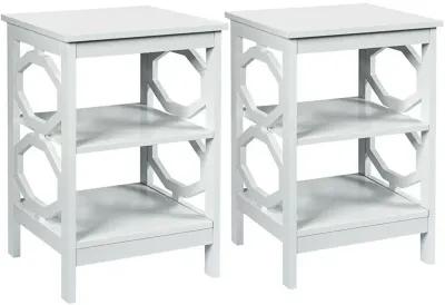 Set of 2 3-tier Nightstand Sofa Side End Accent Table Storage Display Shelf