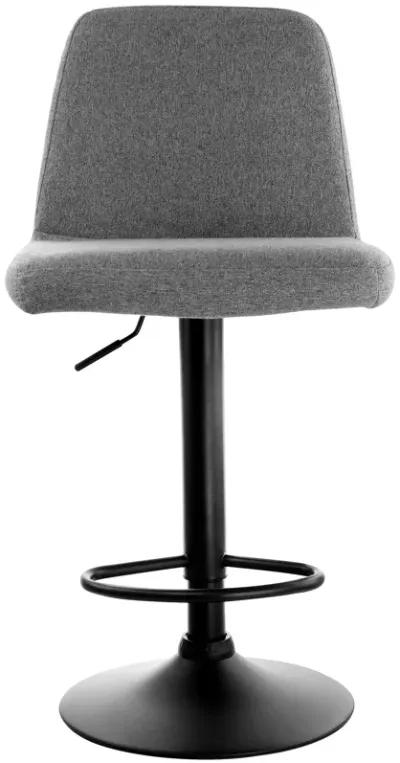 Elama 2 Piece Adjustable Fabric Barstool in Gray with Black Base