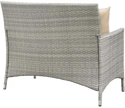 Bridge 4 Piece Outdoor Patio Patio Conversation Set with Pillow Set - Light Gray Beige