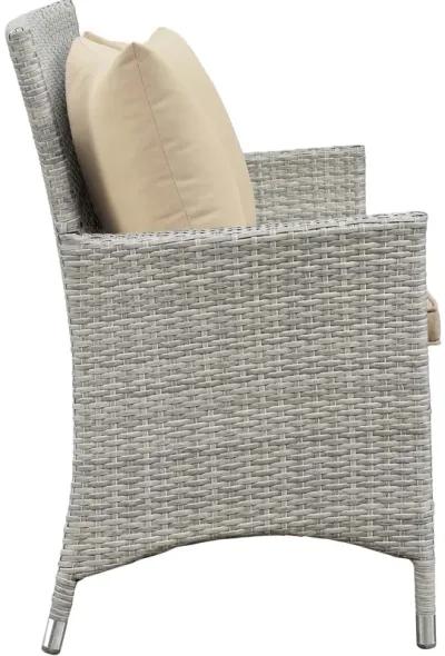 Bridge 4 Piece Outdoor Patio Patio Conversation Set with Pillow Set - Light Gray Beige