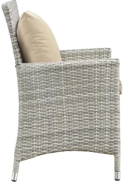 Bridge 4 Piece Outdoor Patio Patio Conversation Set with Pillow Set - Light Gray Beige