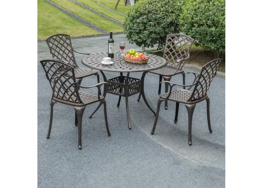 Indoor and Outdoor Bronze Dinning Set 2 Chairs Cast Aluminum