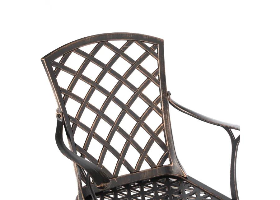 Indoor and Outdoor Bronze Dinning Set 2 Chairs Cast Aluminum