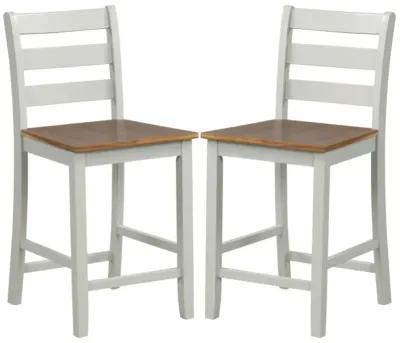 Hivvago Set of 2 Counter Bar Stool with Inclined Backrest and Footrest-Gray