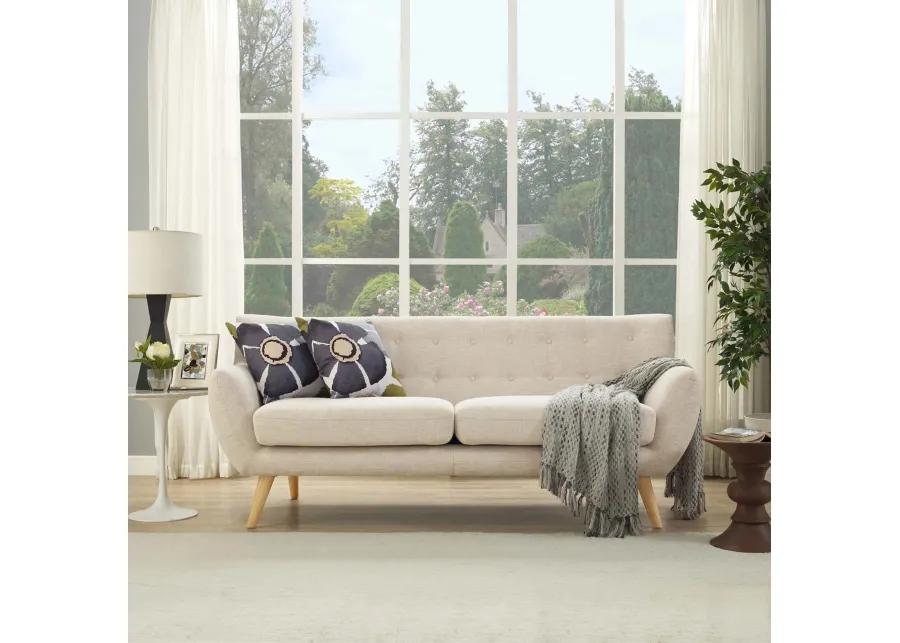 Remark Sofa - Exquisite Mid-Century Modern Loveseat with Plush Cushions and Organic Design - Beige Upholstery - Solid Wood Legs - Perfect for Contemporary Living Rooms and Lounge Areas