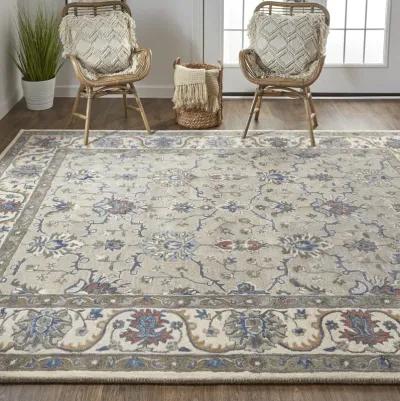 Rylan 8640F Taupe/Ivory/Blue 9' x 12' Rug