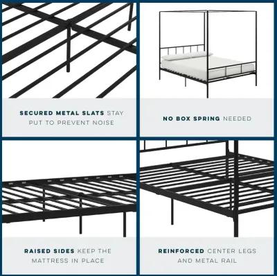 Marion Canopy Bed, King, Black