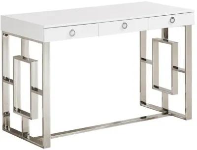 Best Master Brooks 3-Drawer Wood and Stainless Steel Frame Writing Desk - Silver