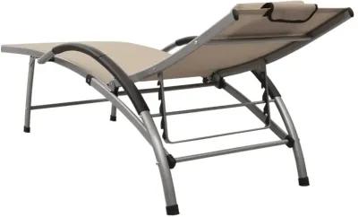 vidaXL Adjustable Sun Lounger - Cream Textilene and Aluminum Patio Garden Sunbed - Perfect for Pool Deck, Outdoor Spaces