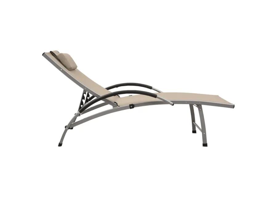 vidaXL Adjustable Sun Lounger - Cream Textilene and Aluminum Patio Garden Sunbed - Perfect for Pool Deck, Outdoor Spaces