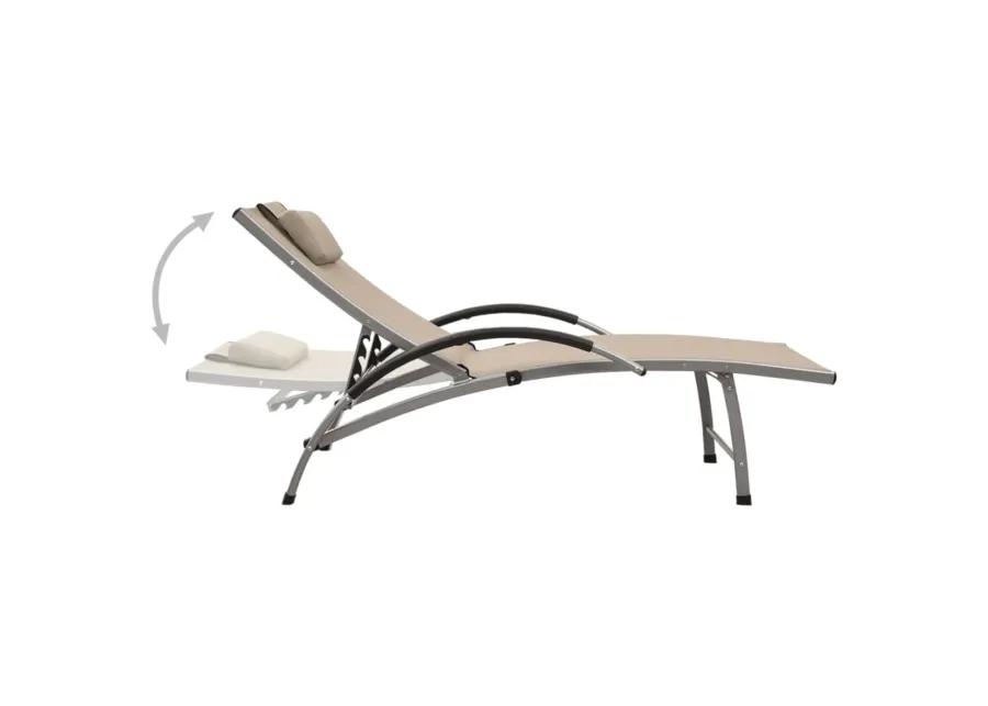 vidaXL Adjustable Sun Lounger - Cream Textilene and Aluminum Patio Garden Sunbed - Perfect for Pool Deck, Outdoor Spaces