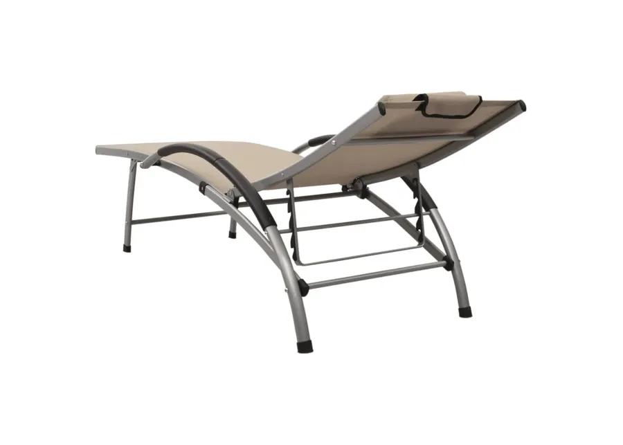 vidaXL Adjustable Sun Lounger - Cream Textilene and Aluminum Patio Garden Sunbed - Perfect for Pool Deck, Outdoor Spaces