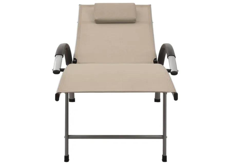 vidaXL Adjustable Sun Lounger - Cream Textilene and Aluminum Patio Garden Sunbed - Perfect for Pool Deck, Outdoor Spaces