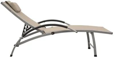 vidaXL Adjustable Sun Lounger - Cream Textilene and Aluminum Patio Garden Sunbed - Perfect for Pool Deck, Outdoor Spaces