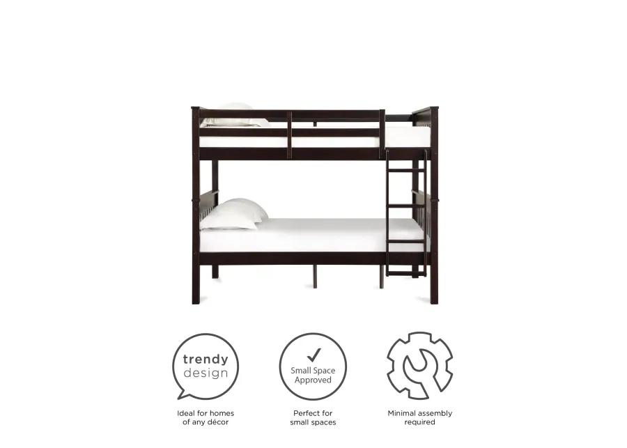 DHP Hurley Full-Over-Full Wood Bunk Bed with USB Port