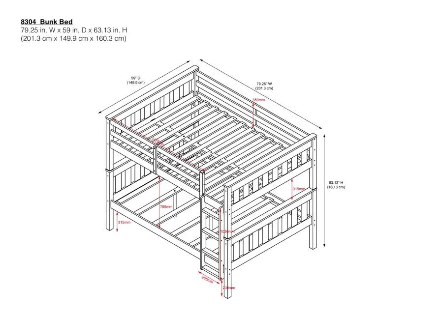 DHP Hurley Full-Over-Full Wood Bunk Bed with USB Port