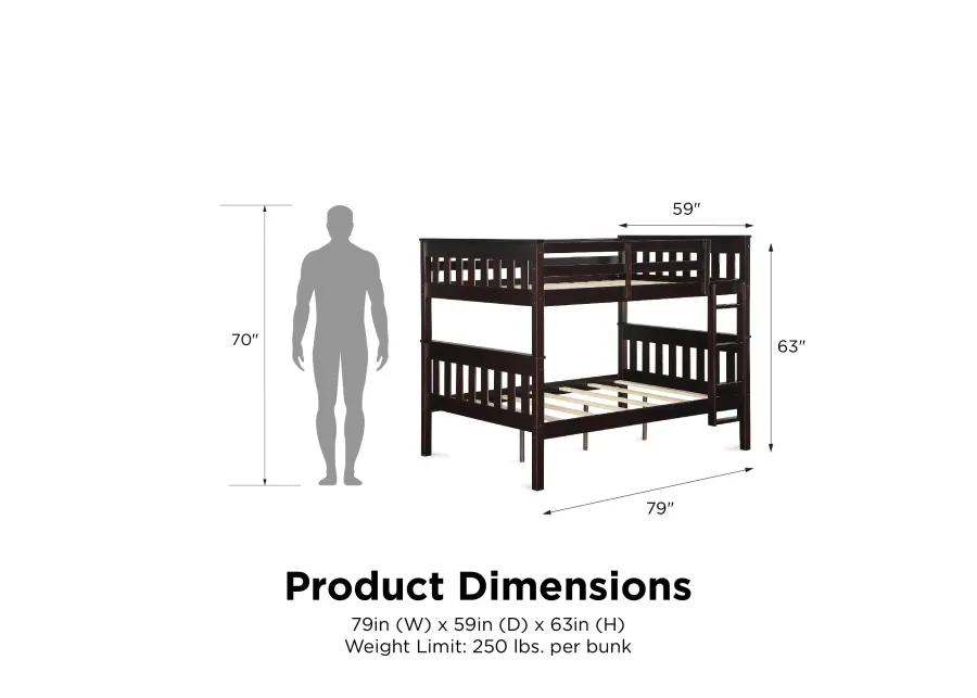 DHP Hurley Full-Over-Full Wood Bunk Bed with USB Port