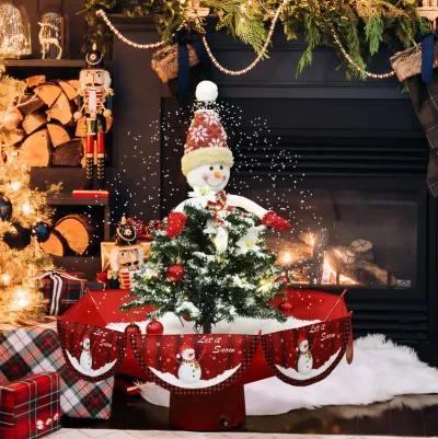 LuxenHome Holiday 31.5" Animated Musical Snowing Christmas Tree and Snowman Decor with LED Lights