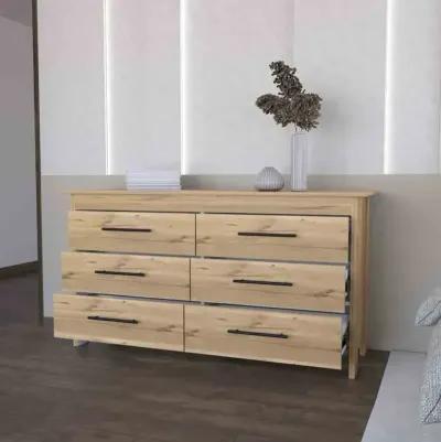 6 Drawer Double Dresser Wezz, Bedroom, Light Oak / White