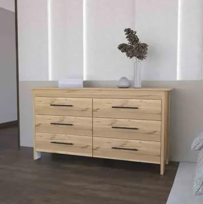 6 Drawer Double Dresser Wezz, Bedroom, Light Oak / White