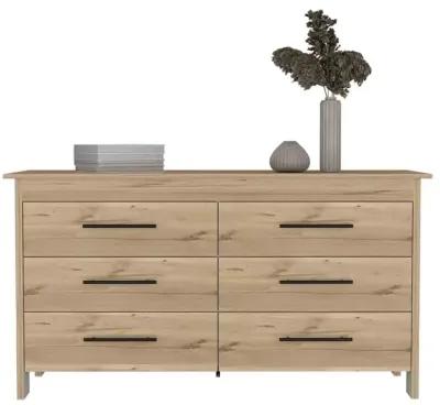 6 Drawer Double Dresser Wezz, Bedroom, Light Oak / White