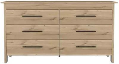 6 Drawer Double Dresser Wezz, Bedroom, Light Oak / White