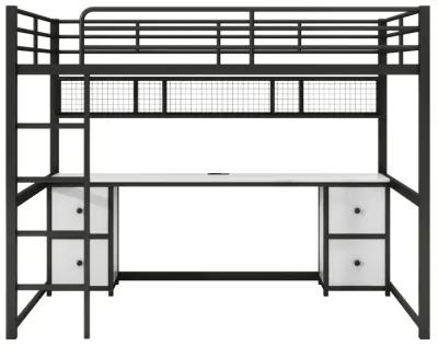 Merax Industrial Metal Loft Bed with Desk