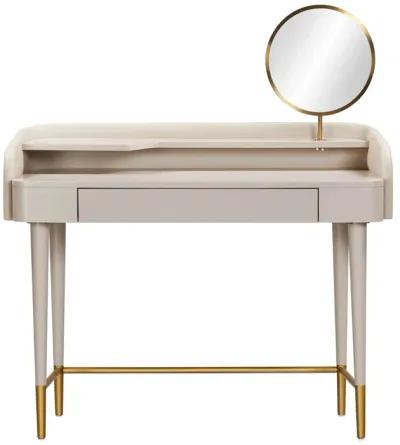 Penelope Taupe Vegan Leather Wrapped Vanity Desk