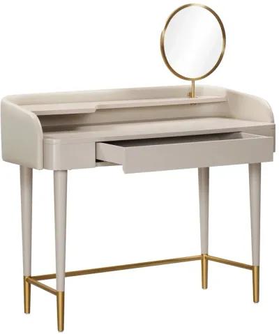 Penelope Taupe Vegan Leather Wrapped Vanity Desk