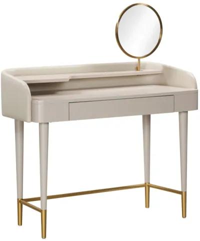 Penelope Taupe Vegan Leather Wrapped Vanity Desk