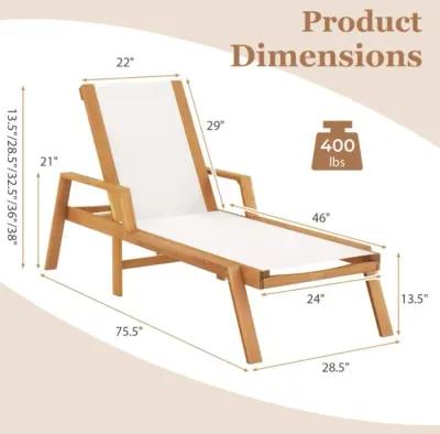 Hivvago Patio Chaise Lounge Chair with Armrests and Fabric Seat for Backyard