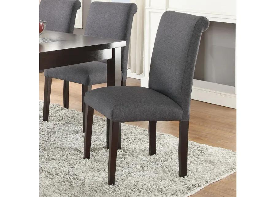 Blue Grey Fabric Dining Chairs, Set Of 2