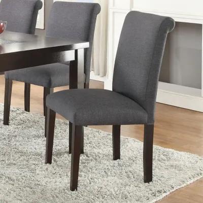 Blue Grey Fabric Dining Chairs, Set Of 2