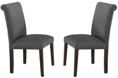 Blue Grey Fabric Dining Chairs, Set Of 2