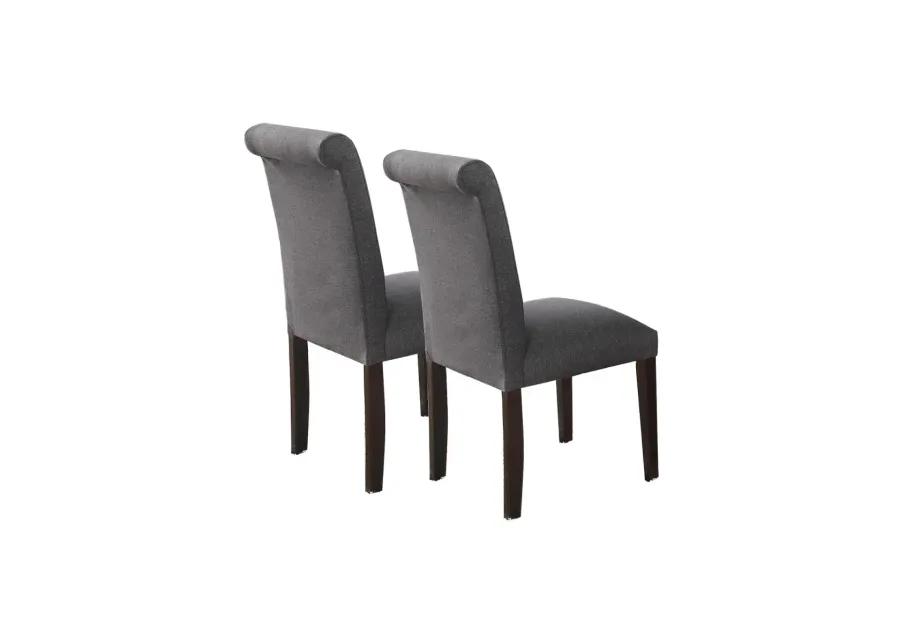 Blue Grey Fabric Dining Chairs, Set Of 2