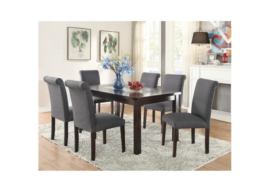 Blue Grey Fabric Dining Chairs, Set Of 2