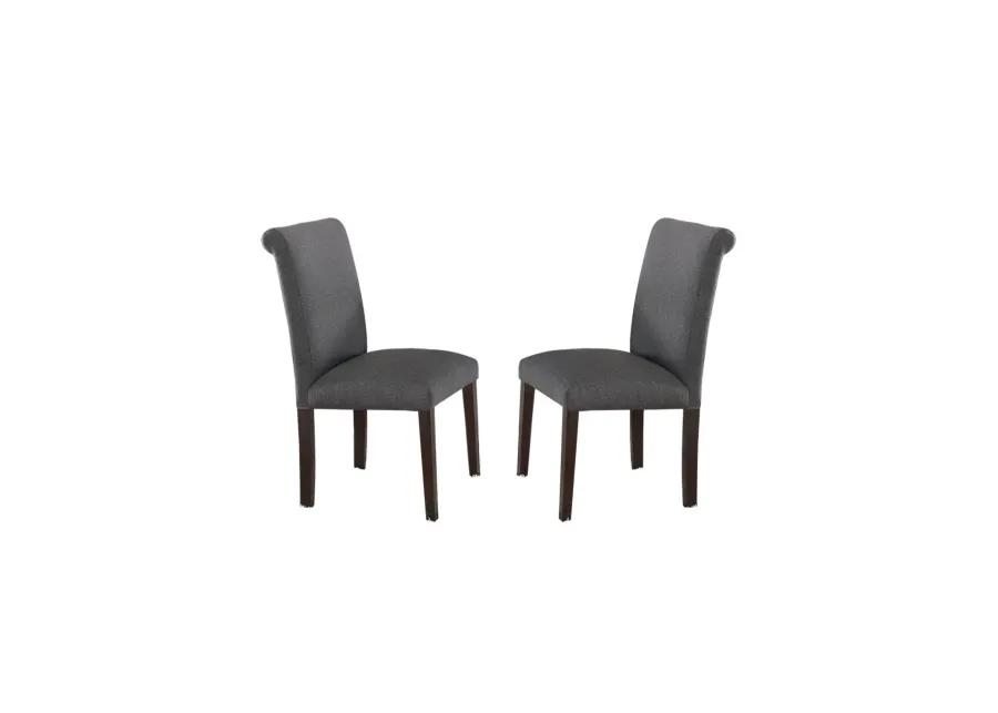 Blue Grey Fabric Dining Chairs, Set Of 2