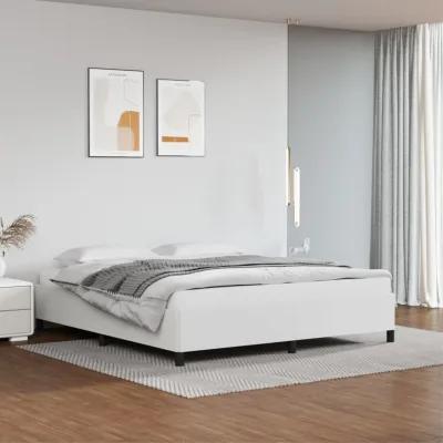 vidaXL White Faux Leather Bed Frame, California King Size, 72"x83.9", Luxurious Modern Design, Plywood & Engineered Wood Material