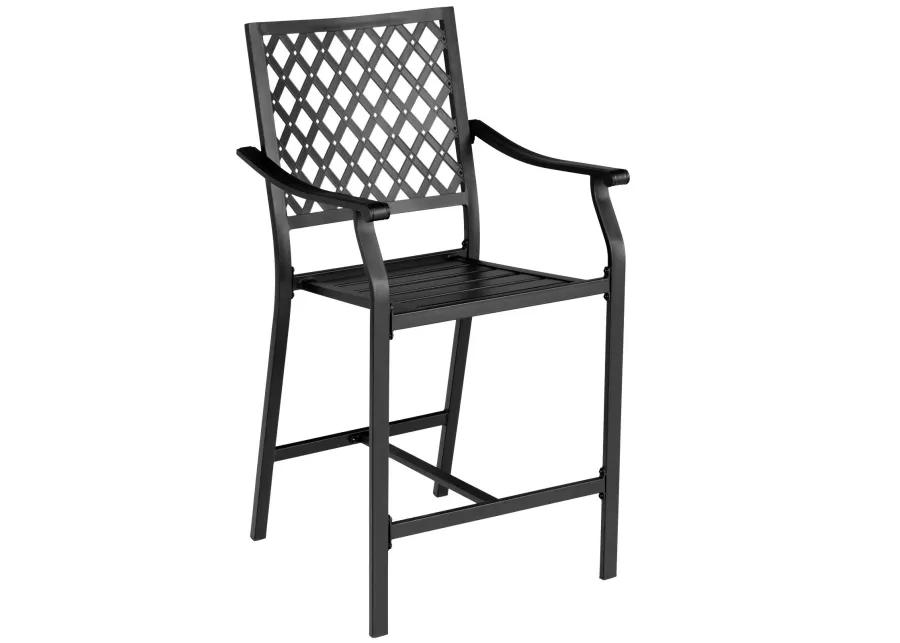 2 Pieces Patiojoy Patio Bar Stool with Height Cushion and Armrest