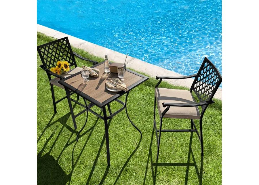 2 Pieces Patiojoy Patio Bar Stool with Height Cushion and Armrest