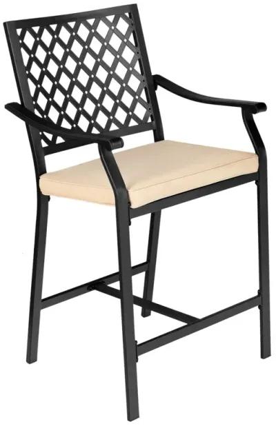 2 Pieces Patiojoy Patio Bar Stool with Height Cushion and Armrest