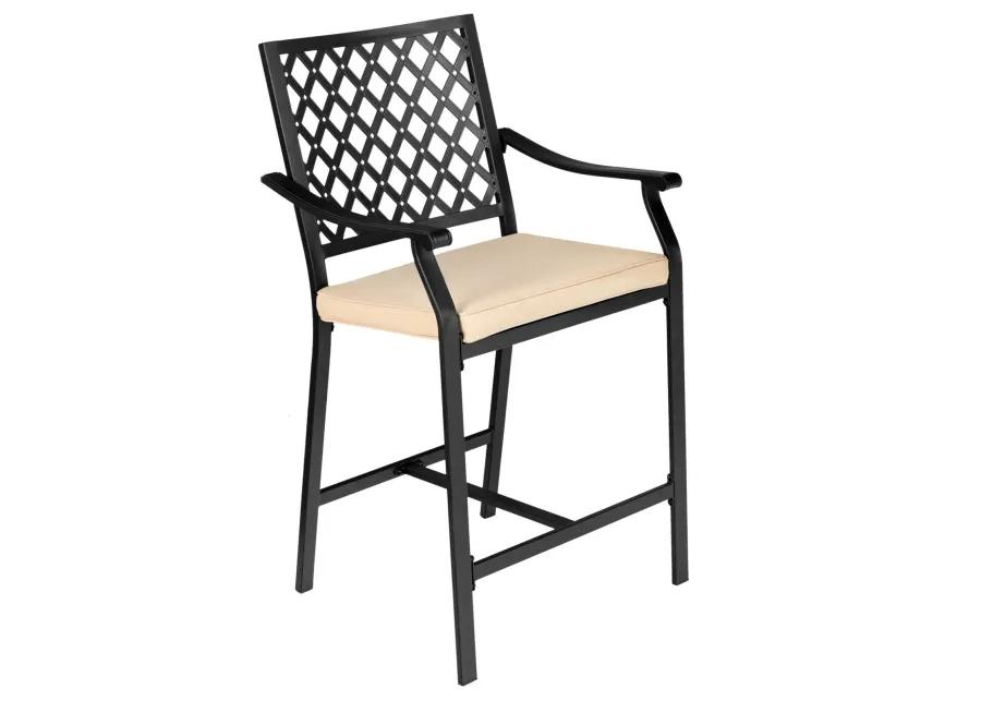 2 Pieces Patiojoy Patio Bar Stool with Height Cushion and Armrest