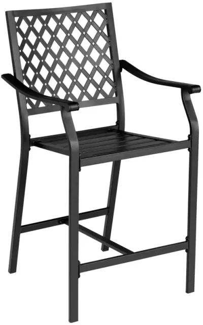 2 Pieces Patiojoy Patio Bar Stool with Height Cushion and Armrest